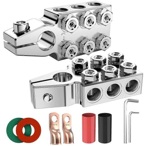 Connecteurs de bornes de batterie, cosses de bornes de batterie à 12 voies, bornes de batterie à pôle supérieur, calibre 8 AWG à 4/0 (XL) AWG