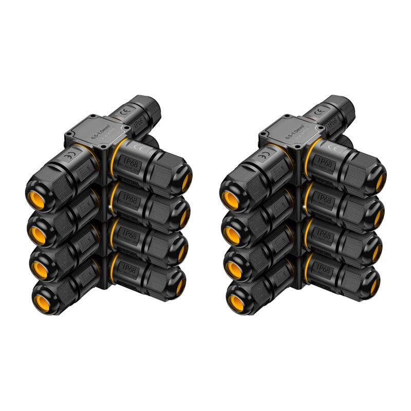 Paryou - 8 pcs Connecteurs de Câbles Étanches IP68 - Boîte de jonction 3 voies connecteur etanche 3 fils - Raccordement extérieur du jardin