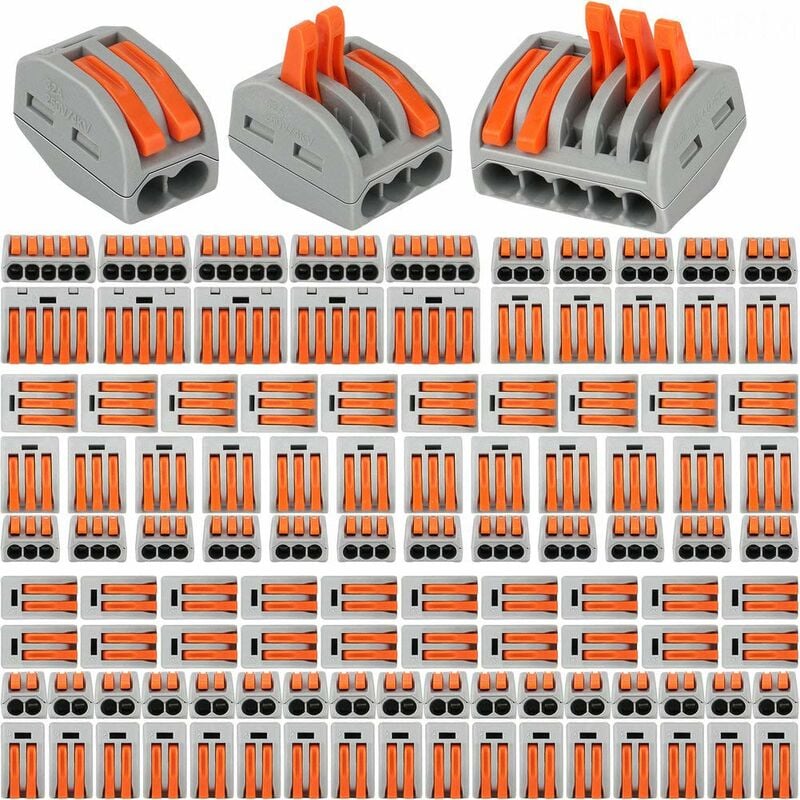 Aougo - Connecteurs de fil compacts 110 pièces, blocs de connecteurs électriques, pince 55 pièces 2 ports/45 pinces 3 ports/10 pièces pince 5 ports