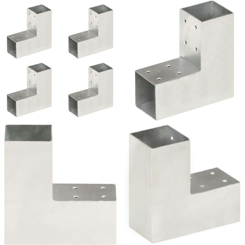 Vidaxl - Connecteurs de poteau 4 pcs Forme en l Métal galvanisé 71x71 mm - connecteur de poteau - connecteurs de poteau - Home & Living - Argent