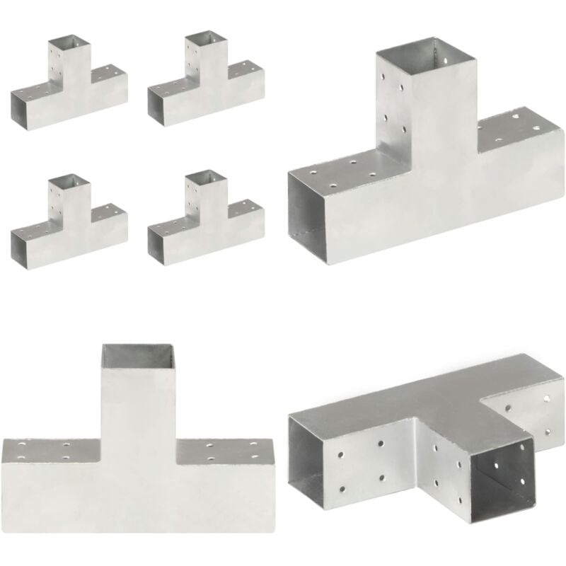 Vidaxl - Connecteurs de poteau 4 pcs Forme en t Métal galvanisé 71x71 mm - connecteur de poteau - connecteurs de poteau - Home & Living - Argent