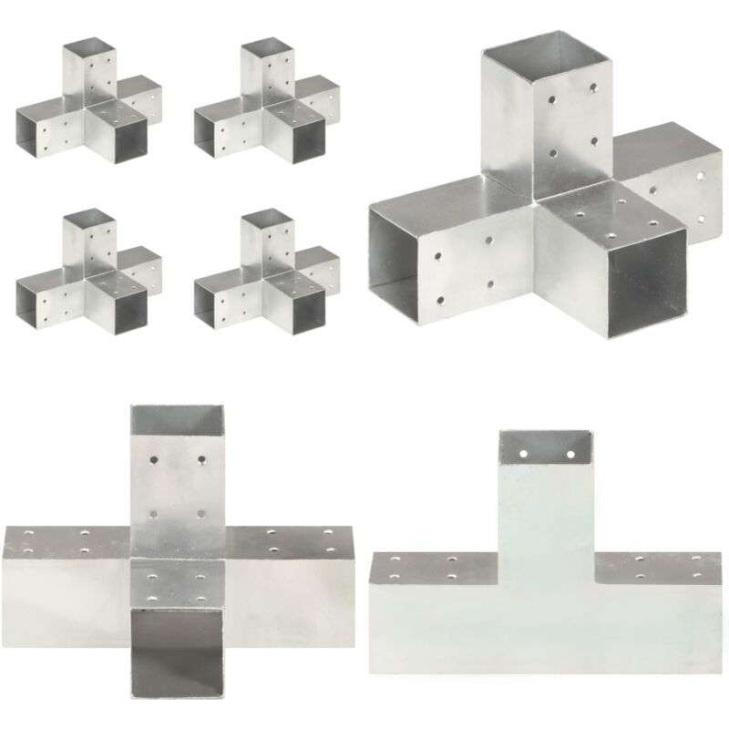 Vidaxl - Connecteurs de poteau 4 pcs Forme en x Métal galvanisé 71x71 mm - connecteur de poteau - connecteurs de poteau - Home & Living - Argent
