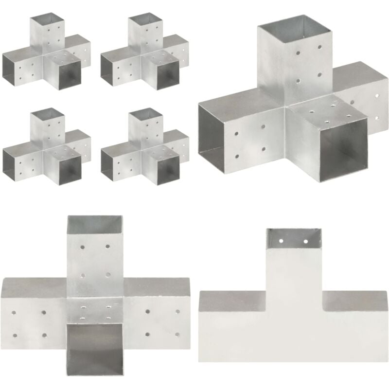 Vidaxl - Connecteurs de poteau 4 pcs Forme en x Métal galvanisé 81x81 mm - connecteur de poteau - connecteurs de poteau - Home & Living - Argent