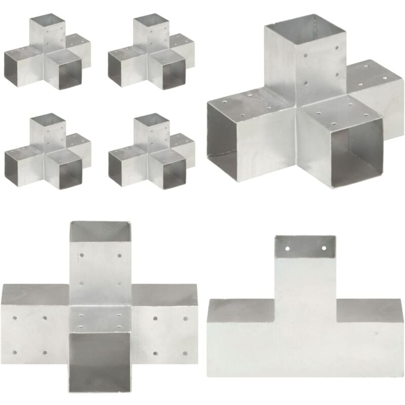 Vidaxl - Connecteurs de poteau 4 pcs Forme en x Métal galvanisé 91x91 mm - connecteur de poteau - connecteurs de poteau - Home & Living - Argent