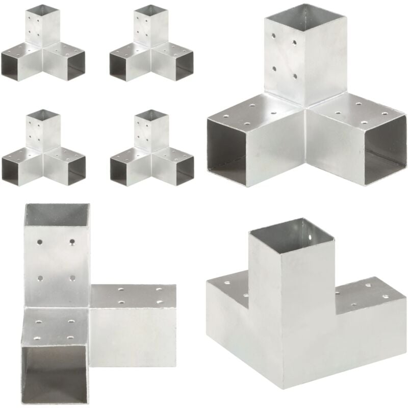 Vidaxl - Connecteurs de poteau 4 pcs Forme en y Métal galvanisé 71x71 mm - connecteur de poteau - connecteurs de poteau - Home & Living - Argent