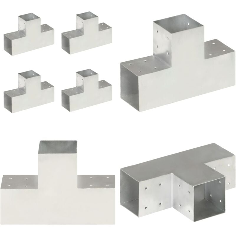 Vidaxl - Connecteurs de poteau 4pcs Forme en t Métal galvanisé 101x101mm - connecteur de poteau - connecteurs de poteau - Home & Living - Argent