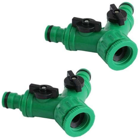 Connecteurs de Robinet, Y 1/2 et 3/4 Pouce Hose Connector,Robinet d'eau Connecteur de Tuyau avec Vanne Marche/Arrêt Indépendante pour l'Irrigation du Jardin ( 2 pièces)