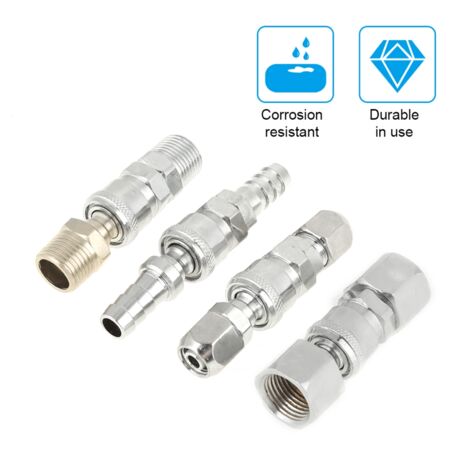 Connecteurs de Tuyau de Compresseur D'air, 8 Pièces 1/2" BSP Filetage Mâle Raccords Rapides Ensemble avec 8 X 12 Mm Coupleur Rapide et Prise de Connecteur