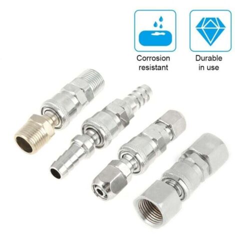 Connecteurs de Tuyau de Compresseur D'air, 8 Pièces 1/2" BSP Filetage Mâle Raccords Rapides Ensemble avec 8 X 12 Mm Coupleur Rapide et Prise de Connecteur