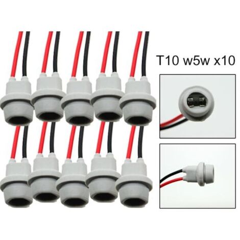 Connecteurs/douille LED/halogène T10 W5W, lot de 10 souples