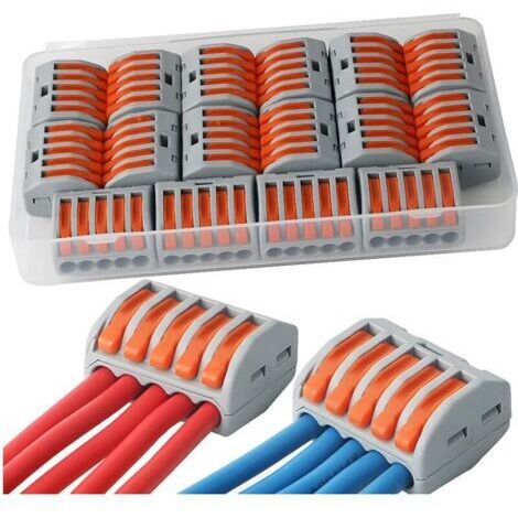 Connecteurs électriques 16 pièces, Bornes de Connexion Automatique, Rapide Connecteur de Fil de Câble, Connecteurs de Fils Compacts, PCT-215 (5 ports)