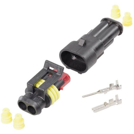 Connecteurs électriques étanches Superseal 2 broches – Lot de 10 avec cosses à sertir – Protection contre humidité et contaminants