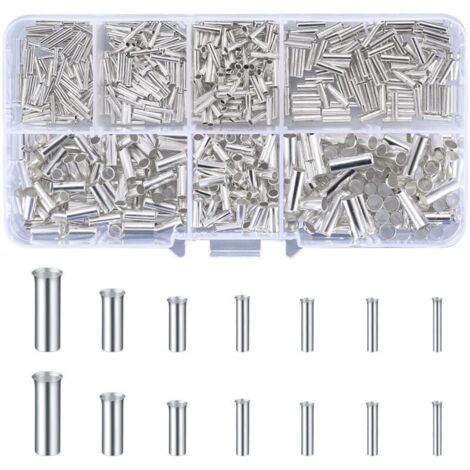 Connecteurs électriques non isolés à sertir – Kit de 600 cosses pour câbles de 0,5 à 6,0 mm², cuivre étamé, haute conductivité
