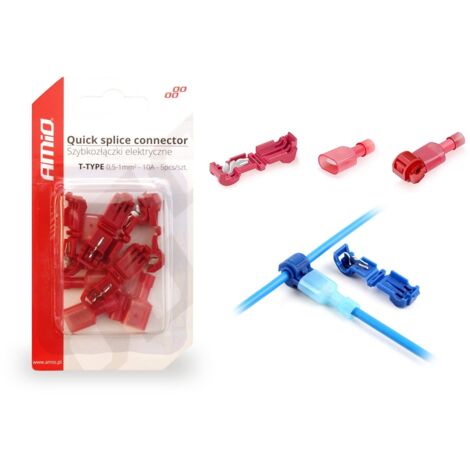 Connecteurs électriques rapides Type-T 0,5-1 mm² 10 A 5 pièces AMIO-02343