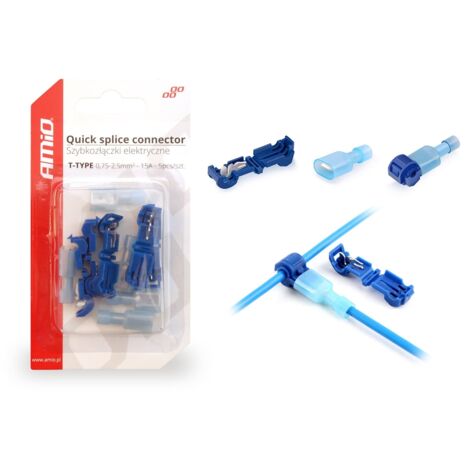 Connecteurs électriques rapides Type-T 0,75-2,5 mm² 15 A 5 pièces AMIO-02344