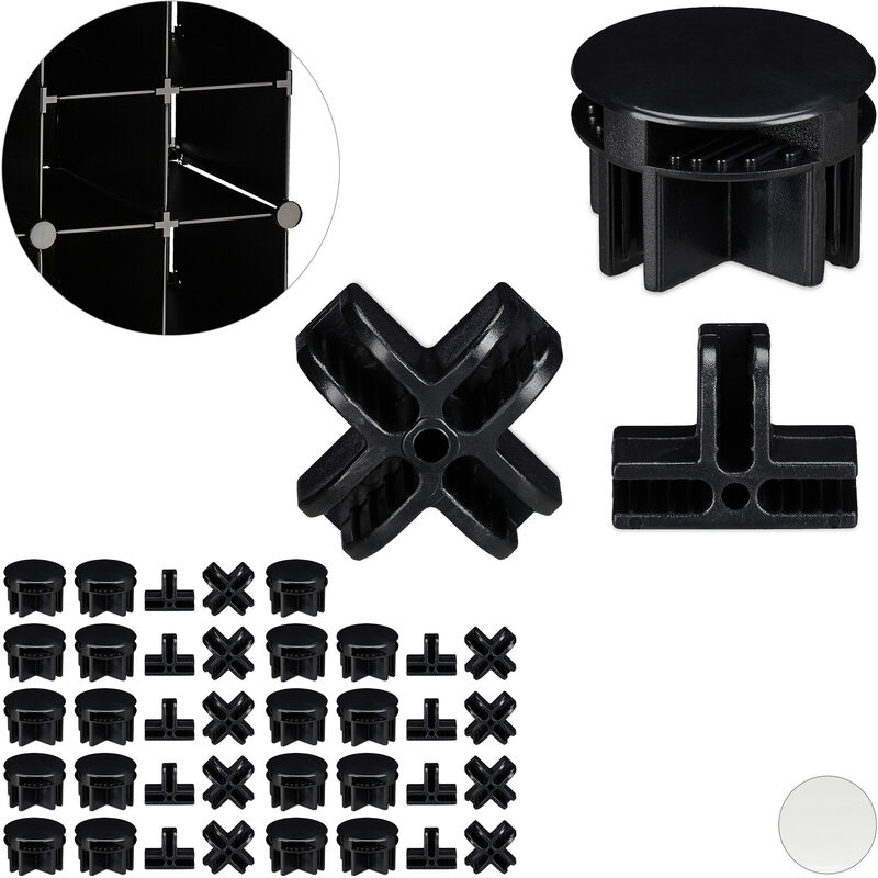 Connecteurs plastiques pour cubes étagère, lot de 40, pièce de rechange pour système modulable, 3 sortes, noir