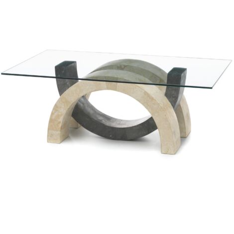 Connectio, Tavolino da salotto Beige e Grigio (70cm X 120cm H. 41cm) Duzzle