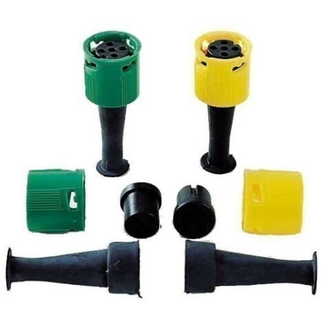 Connectique remorque ronde complète avec bague verte – Insert métallique pour durabilité – Connexion sécurisée véhicule-remorque