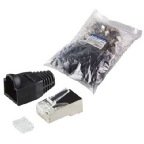 Connectique RJ45 CAT 6, blindé LogiLink MP0022 RJ45 mâle, droit Pôle: 8P8C noir 100 pc(s) Q042681