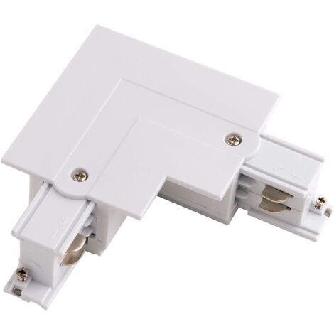 Connessione angolare destra bianca per binario ad incasso 11x5,6x3,3 cm..