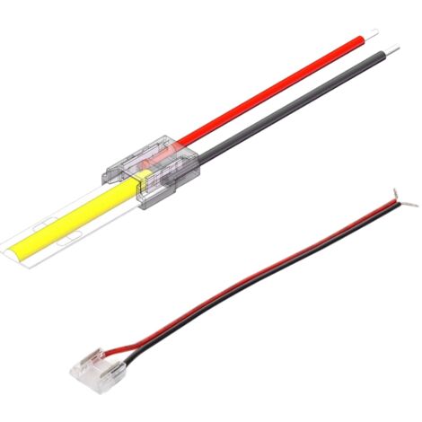 Connettore a clip 10mm 2 pin con cavo flessibile per collegare strip led COB monocolore al trasformatore