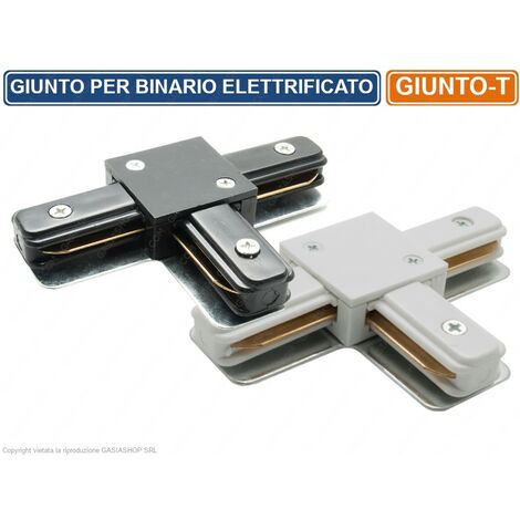 Connettore a "T" per binario monofase bianco nero giunto innesto faro faretti led  Bianco