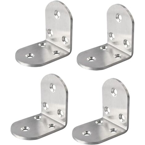Connettore angolare, connettore angolare a 90 gradi, connettore di riparazione per legno con viti, acciaio inossidabile, finitura bianco lucido, 65 x 65 x 38 mm, 4 pezzi