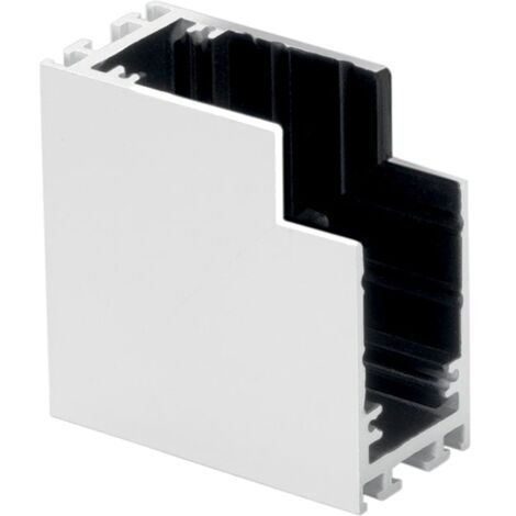 Connettore angolare per binario elettrificato connessione interna con sistema sfere volventi bianco