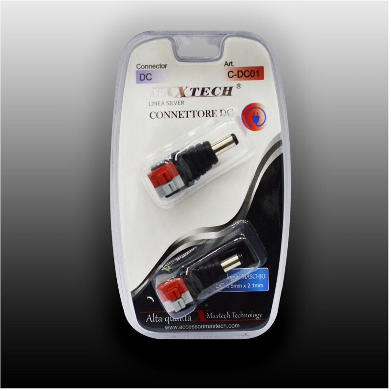 Connettore Di Alimentazione Dc 5.5 Mm x 2.1 Mm Maschio Adattatore C-dc01 - - Maxtech