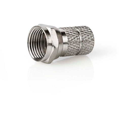 Connettore f  dritto  maschio  nichelato  75 ohm  twist on  diametro ingresso cavo 70 mm  lega di zinco  argento  5 pz  scatola 38760810 38760810 38760810 38760810