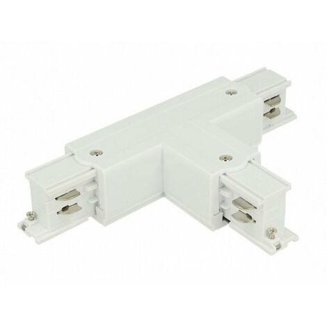 Connettore Giunto Forma T Sinistro Colore Bianco Per Barra Sistema Binario Trifase CB40103