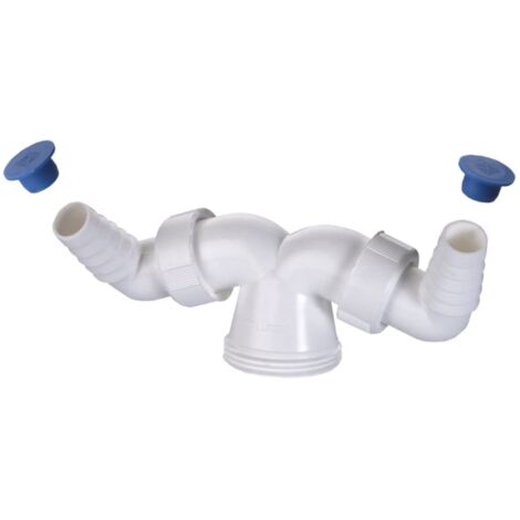 CONNETTORE IN PLASTICA A DOPPIO COLLEGAMENTO PER LAVATRICE 11/2 - IN PVC COLORE BIANCO