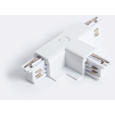 Connettore 'Left Side' Tipo T per Binario Trifase Borgia da Incasso Alluminio Bianco