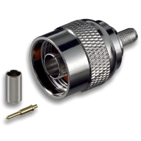 Connettore N a crimpare Ø 5,2 mm, con contatto placcato oro, per cavo RG 58.