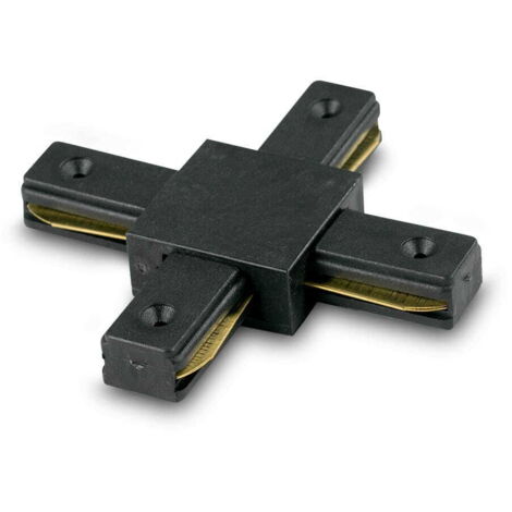 Connettore per binari di illuminazione CROSS NERO MONOFASE