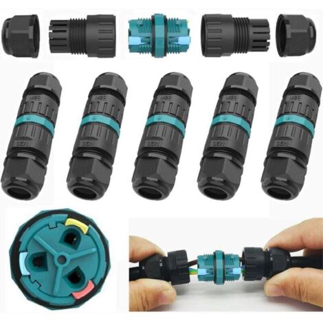 Connettore per cavo esterno impermeabile per scatola di giunzione, IP68, per cavo esterno, AWG: 20-13, per cavo di giunzione a 2/3 pin (5 pezzi)