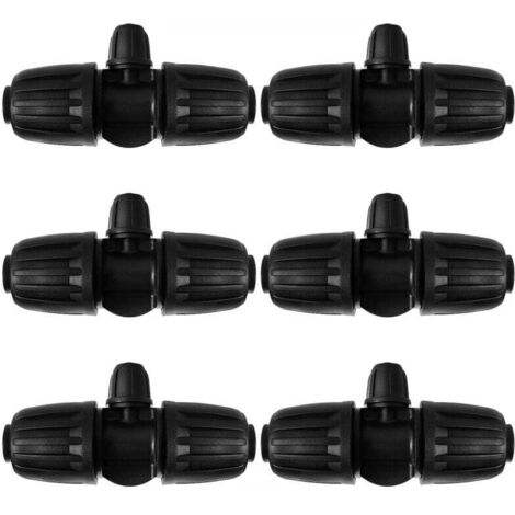 Connettore per tubo a T con spina, 6 pezzi, connettore per tubo di irrigazione a 3 vie per tubo da 13/16 mm a 4/7 mm, connettore per irrigazione a goccia a 3 vie per giardino, prato