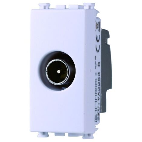Connettore Presa TV Passante Maschio Colore Bianco Compatibile Con Vimar Arke