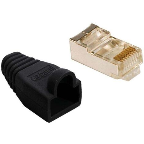 Connettore RJ45 Cat.5E Schermato con Copriconnettore, 100 Pezzi, Nero