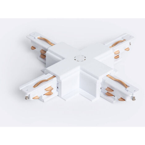 Connettore Tipo X per Binario Trifase DALI Track da Incasso Alluminio Bianco