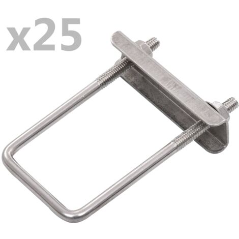 Connettori a U per Pali di Recinzione 60x40 mm Set 25 pz vari colori colore : ARGENTO