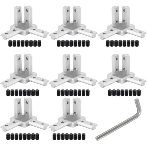 Connettori angolari a 3 vie 3030 8 pezzi Connettore per profilo in alluminio con vite per serie di profili estrusi in alluminio da 8 mm (3030 8 pezzi)