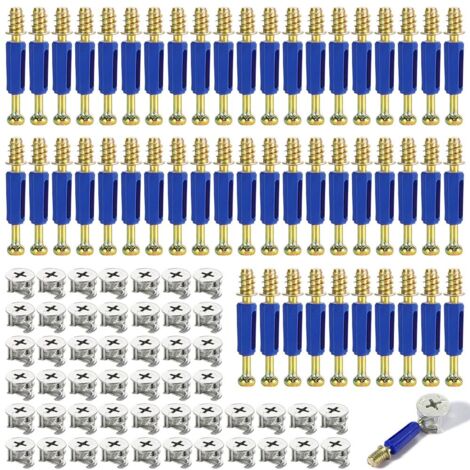 Connettori eccentrici per mobili da 50 pezzi, connettori per mobili, connettori per armadietti, viti per mobili, con vite a camma eccentrica e perno di montaggio per bullone M640MM