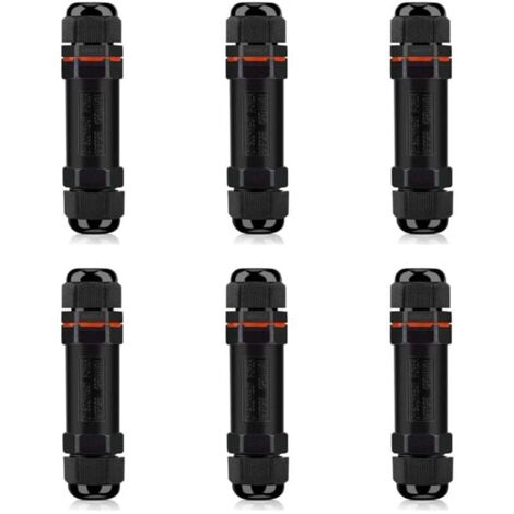 Connettori per cavi impermeabili, scatola di giunzione impermeabile per esterni IP68, set di 6 connettori elettrici impermeabili, connettore elettrico impermeabile a 3 fili per cavo Ø 6-12 mm