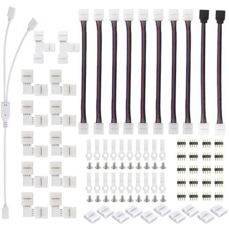 Connettori per strisce LED, kit di connettori per strisce luminose a LED, con connettori maschio a 4 pin, connettori LED a forma di L, connettore per strisce LED RGB 5050, per set di accessori di este