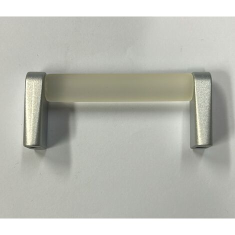 CONNEX - MANIGLIA IN VETRO BIANCO CON ANGOLARI NIKELATI 64MM