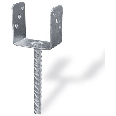 Connex Supporto per pali 81 x 60 x 100 x 200 x 4 mm/diametro 16 mm, a forma di U, materiale: zincato a caldo, 1 pezzo, HV4206