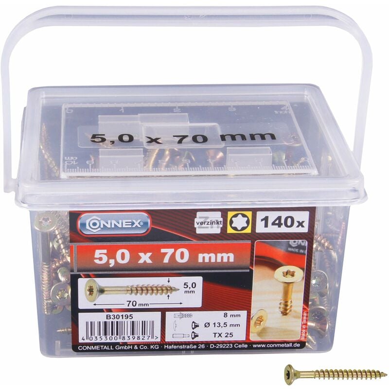 cf 50 pz Panel viti acciaio bronzato testa piana Ø 3x30 mm vite per legno