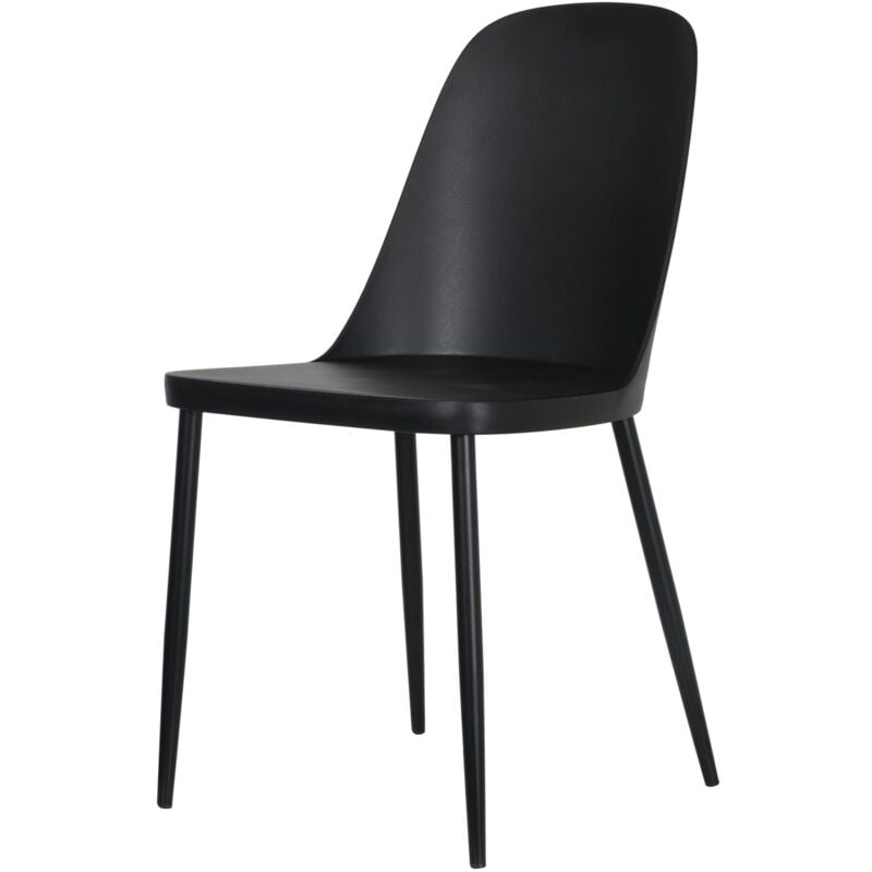 Image of Sedia duo 2x, sedile in plastica nera con gambe in metallo nero - Nero