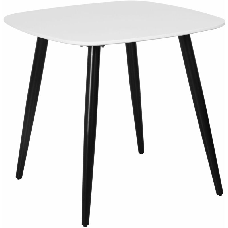 Tavolo da pranzo quadrato, top dipinto bianco con